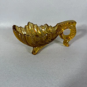 VTG French Amber Glass Ice Cream Candy Dish Portieux Vallerysthal Rocailles 1934 - Picture 1 of 5