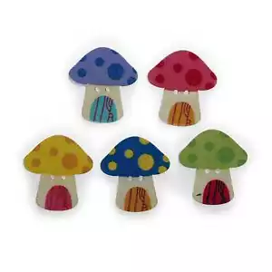 30pcs Mushroom Theme Wood Buttons Sewing Scrapbook Clothing Crafts Home Decor - Picture 1 of 9