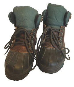 Eddie Bauer Men's Brown/Green Leather Rubber Thinsulate Snow Duck Boots 6M - Picture 1 of 9