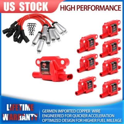 8 Ignition Coil &Spark Plug Wire For 2007-2013 GMC Sierra 1500 V8 4.8L UF413 USA - Image 1 of 4