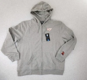 Neu mit Etikett Virginia Tech Hokies XL grauer Kapuzenpullover mit durchgehendem Reißverschluss und Reißverschluss für Herren Fußball - Bild 1 von 11