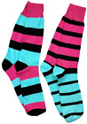 English Laundry 2 pack Striped Socks Blue Pink & Black Shoe Size 6.5-12