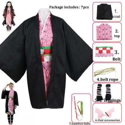 Unisex Cazador de Demonios Anime Cosplay Kimetsu No Yaiba Kochou Shinobu Disfraz Conjunto Foto 1 de 4