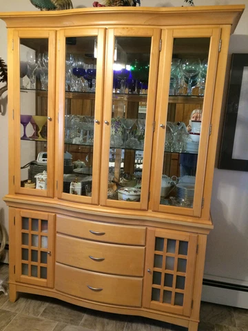 2-PC. CHINA CABINET - PINE - GLASS SHELVES Cover