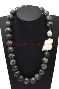 Collar de perlas barrocas Keshi blancas cuentas gemas redondas de labradorita natural de 6-14 mm - Imagen 1 de 8