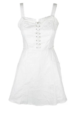 Xoxo Juniors White Sleeveless Lace-Up Cotton Fit & Flare Dress M - Image 1 of 3