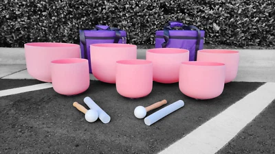432Hz Rose Gem Fusion Chakra Crystal Singing Bowls Set - Image 1 of 4