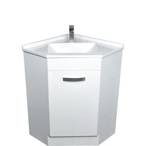 Bathroom Corner Vanity Unit & Polymarble Basin Top 600mm x 600mm #PC6060 - Picture 1 of 2