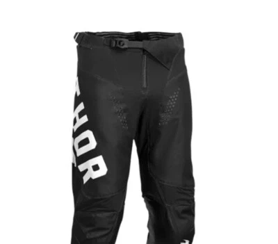 Pantalones todoterreno Thor Prime Pro MX negros/blancos para hombre paneles de rodilla cuero de vaca 34 Foto 1 de 4