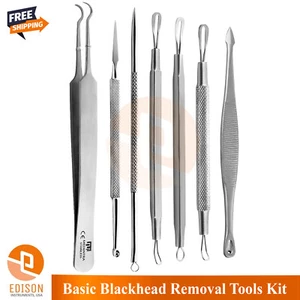 7er Set Komedonen Mitesser Extraktoren Pinzette Gesicht Nase Hautpflege Instrument Kit - Bild 1 von 8