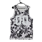 On The Byas Floral Basketball Jersey Tank Top sz M Women Black White Mesh Lined