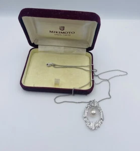 Mikimoto Vintage Sterling Silver White Akoya Pearl Pendant Necklace - Picture 1 of 7
