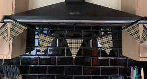 Cornish Tartan Bunting - Black & Gold - 10 Flags (Approx 2.2 Metres) - Handmade - Picture 1 of 7