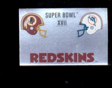 1989 Panini Washington Redskins Miami Dolphins Super Bowl XVII Rare Foil Sticker