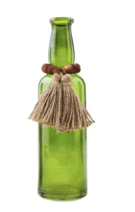 Mud Pie braune Perlen grüne Glasflasche - Bild 1 von 3