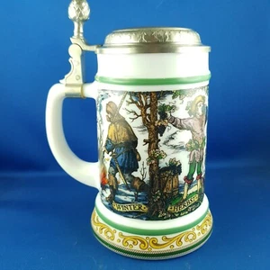 0,5L BMF Bierseidel Bierkrug mit Zinndeckel 4 Jahreszeiten neuwertig - Bild 1 von 17
