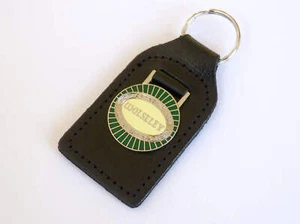 Wolseley Chrome, Green & Cream Enamel Genuine Leather Key Ring / Key Fob - Picture 1 of 1