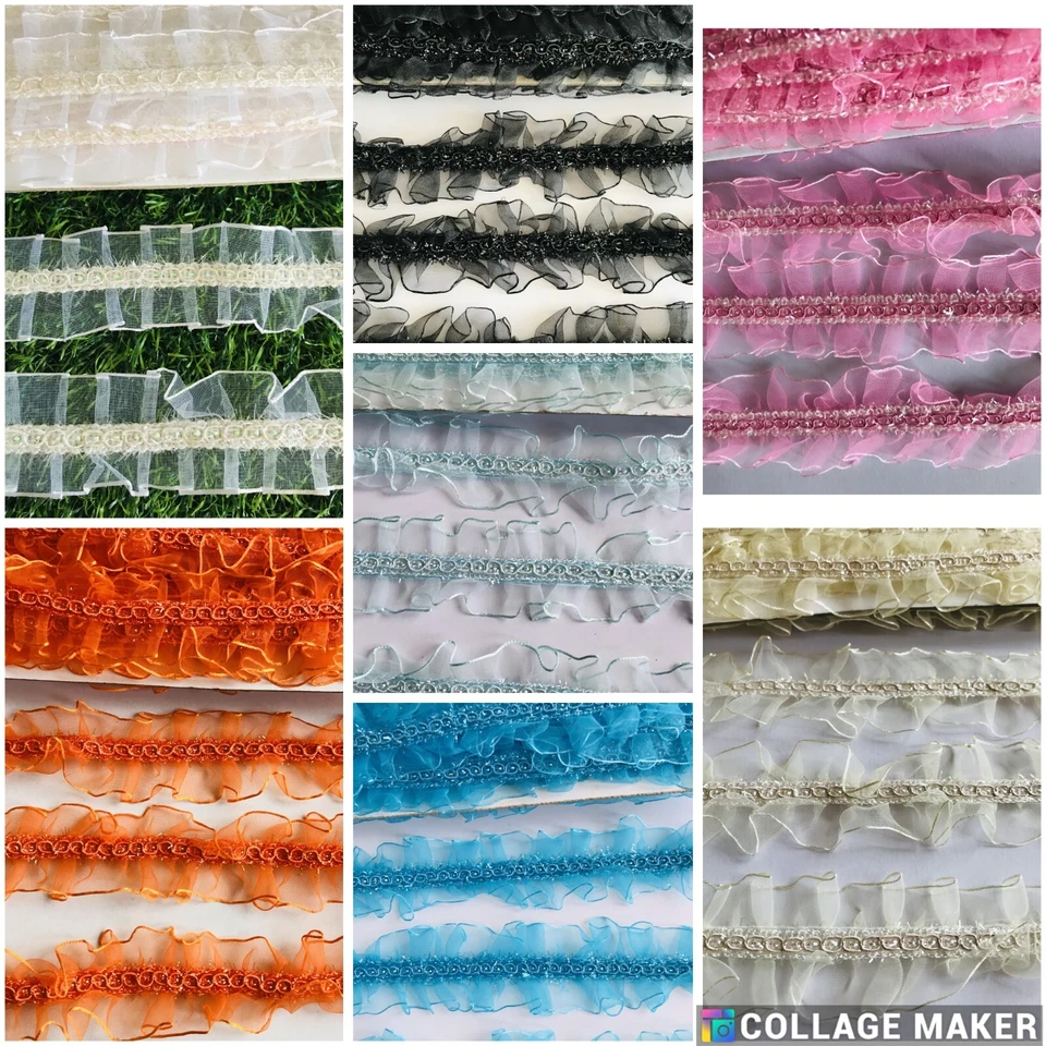 MARKENLOS 2/13 Meter Borte Spitze breit Nichtelastisch Weiß schwarz 3cm Nähen nm