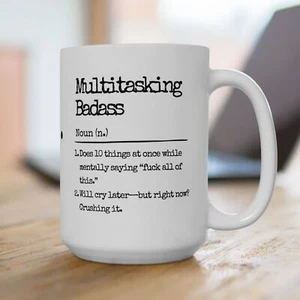 Multitasking Badass Mug Gift Coffee Tea Cup Funny Office Humor Caffeine Fans - Picture 1 of 12