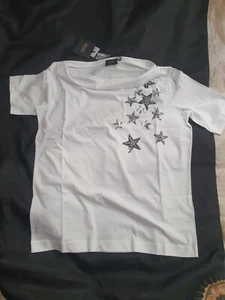 LIU JO maglietta t-shirt Donna WOMAN size 44 (M) 100% cotone bianco collo largo - Foto 1 di 7