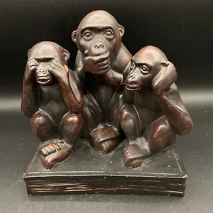 Speak No Evil See No Evil Hear No Evil 3 Monos Sabios en Estante de Libros Decoración - Imagen 1 de 10