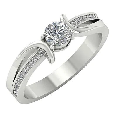 Solitaire Engagement Ring SI1 G  0.60 Ct Round Diamond Prong Set 14K White Gold - Image 1 of 4