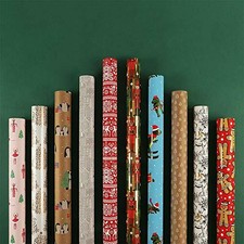 Paperchase Christmas Wrapping Paper Roll Set - Pack of 10