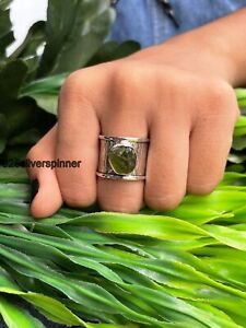 Peridot Gemstone Handmade Solid 925 Sterling Silver Band Boho Ring All Size A462