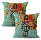 Set Of 2 Rose Music Treble Clef Notes Cushion Cover Patio Furniture