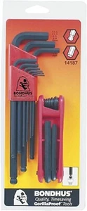Bondhus GorillaGrip Ball End L-Wrench & Fold-up Set #14187 MADE IN THE USA - Picture 1 of 2