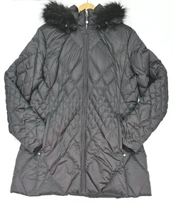 Eddie Bauer women’s black goose down winter jacket w/hood Size XL - Picture 1 of 8