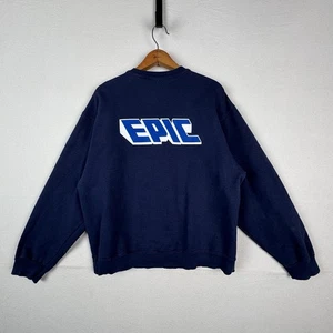 Vintage Epic Crewneck Sweatshirt Men’s Large Blue Boxy Supercotton 2000’s - Picture 1 of 8