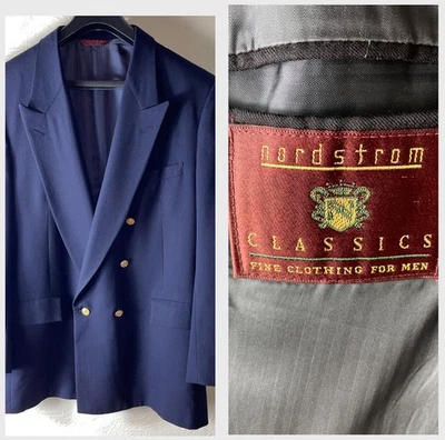 Blazer Abrigo Deportivo Nordstrom Vintage 44L Para Hombre Doble Pecho Con Botones Dorados Foto 1 de 4