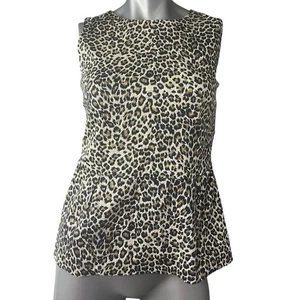 Adrienne Vittadini Women’s Sleeveless Peplum Top Medium Animal Print Mob Wife - Picture 1 of 8