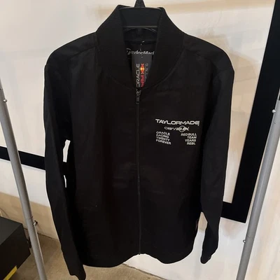 New TaylorMade Oracle Red Bull Racing Men’s Large Black Full Zip Bomber Jacket - Image 1 of 4