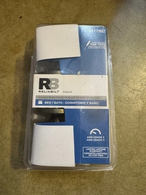 NIP RELIABILT BED BATH DOOR HANDLE SET ANTIQUE BRASS FINISH LOCKING INTERIOR! - Image 1 of 2