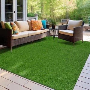 Rugshop Out Door Rugs Artificial Turf Solid Grass Outdoor Carpet Rug Patio Rugs - Picture 1 of 20