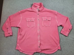 Aerie LumberJane Waffle Shirt Size XS Lagenlook Pink Oversized ( Stained) - Picture 1 of 10
