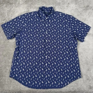 Ralph Lauren Shirt Men XXL Blue Nautical Print Sailboat Oxford Cotton S/S - Picture 1 of 9