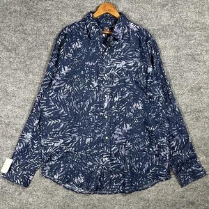 J. McLaughlin Gramercy Linen Sport Shirt Mens Size XL Leaf Floral Navy Blue NWT! - Picture 1 of 17