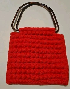 Vintage Häkel Handtasche rot Handtasche Handarbeit Boho Tasche - Bild 1 von 5