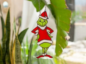 Christmas Grinch Acrylic Suncatcher, Christmas Wall Window Hanging Decor Gifts - Picture 1 of 7
