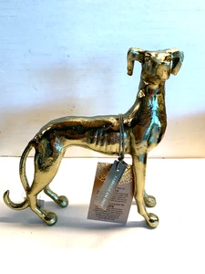 NEW Greyhound Whippet Dog Statue Animal Sculpture Pure Brass Figure 7.5" Artwork - Picture 1 of 8