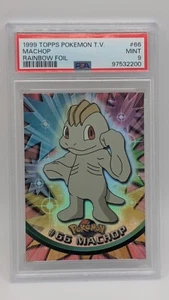1999 Topps Pokémon T.V. #66 Machop Rainbow Foil Black Logo PSA 9 MINT! - Picture 1 of 2