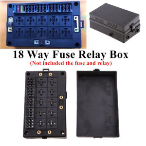 18-way Blade Fuse Holder+10-way Relay Socket Box Case Dust-proof For Auto Marine