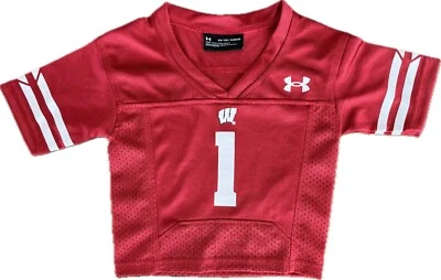 Camiseta de fútbol Baby Under Armour #1 Wisconsin Badgers réplica roja 6 meses Foto 1 de 4