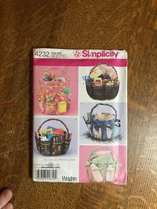 Simplicity 4232 Fabric Craft Work Sewing Basket Bucket UNCUT One Size OSZ - Picture 1 of 2