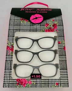 NWT Betsey Johnson Designer Reading Glasses 3 Pairs Set +1.50 Strength (Boxed) - Picture 1 of 2