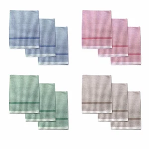 Juego de 3 toallas de té a cuadros de algodón jumbo 60 x 90 cm - Imagen 1 de 7