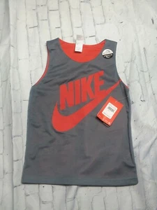 Nike Youth Reversible Jersey Tank Top cool grey red Size 7 breathable light - Picture 1 of 10